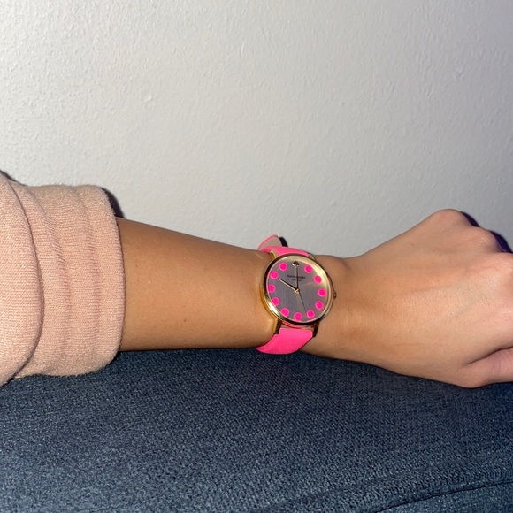 Kate Spade Pink Watch with a gold bezel and metallic face - Picture 3 of 7